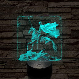 Délceg lovag 7 színű, valósághűen gravírozott 3D led lámpa