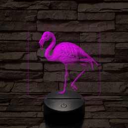 Flamingó madár 7 színű valósághű 3D led lámpa