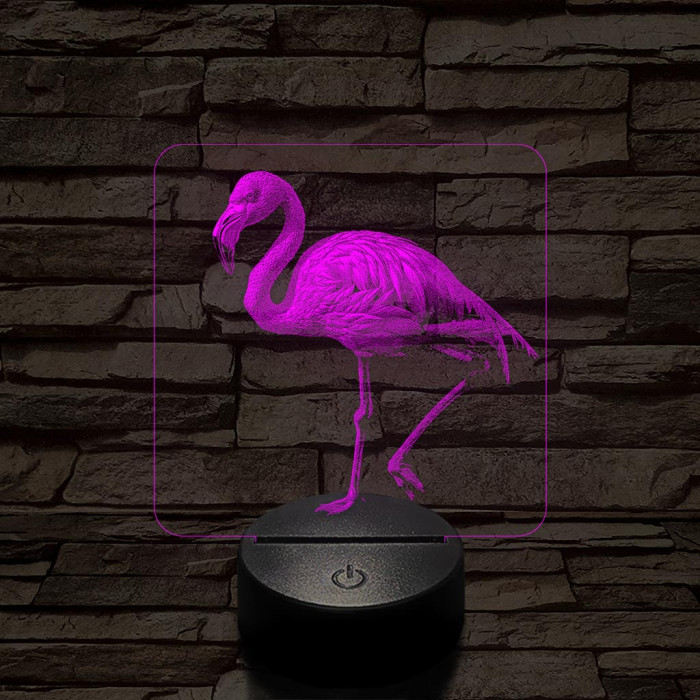 Flamingó madár 7 színű valósághű 3D led lámpa