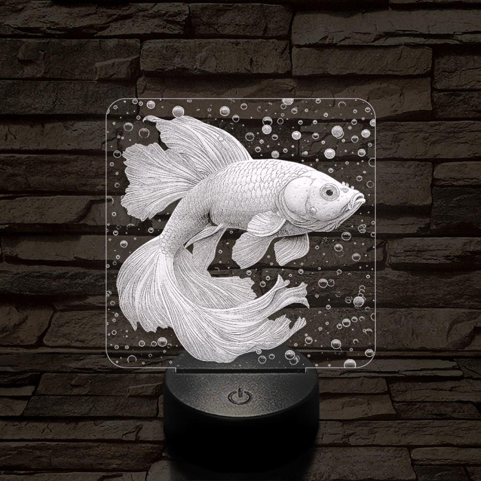 Vörös guppi hal 7 színű valósághű 3D led lámpa