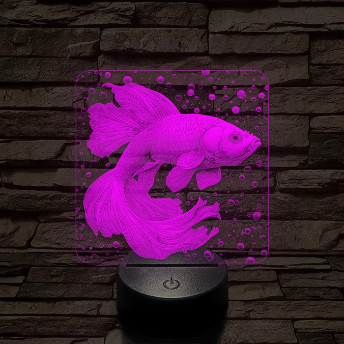 Vörös guppi hal 7 színű valósághű 3D led lámpa