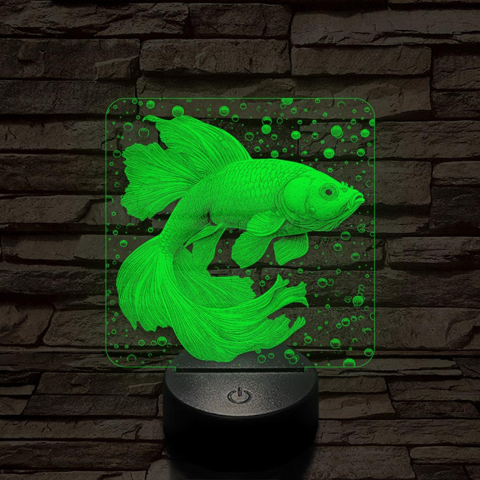 Vörös guppi hal 7 színű valósághű 3D led lámpa