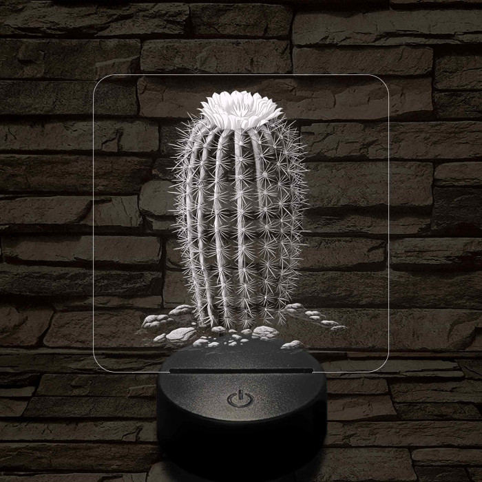 Kaktusz virágával 7 színű valósághű 3D led lámpa