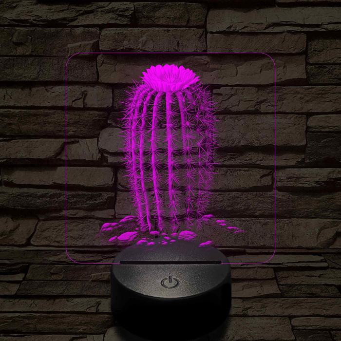 Kaktusz virágával 7 színű valósághű 3D led lámpa