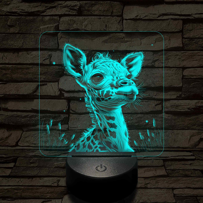 Kis zsiráf 7 színű valósághű 3D led lámpa
