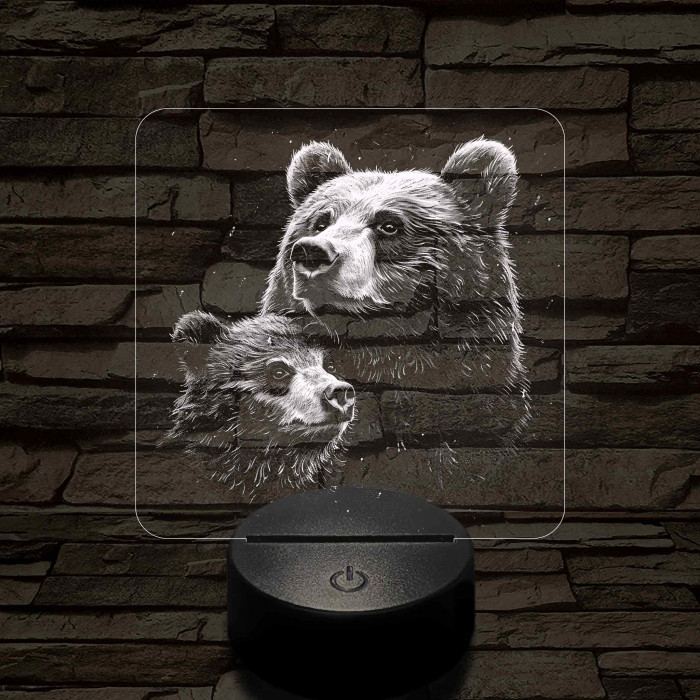 Medvebocs és medve mama 7 színű valósághű 3D led lámpa