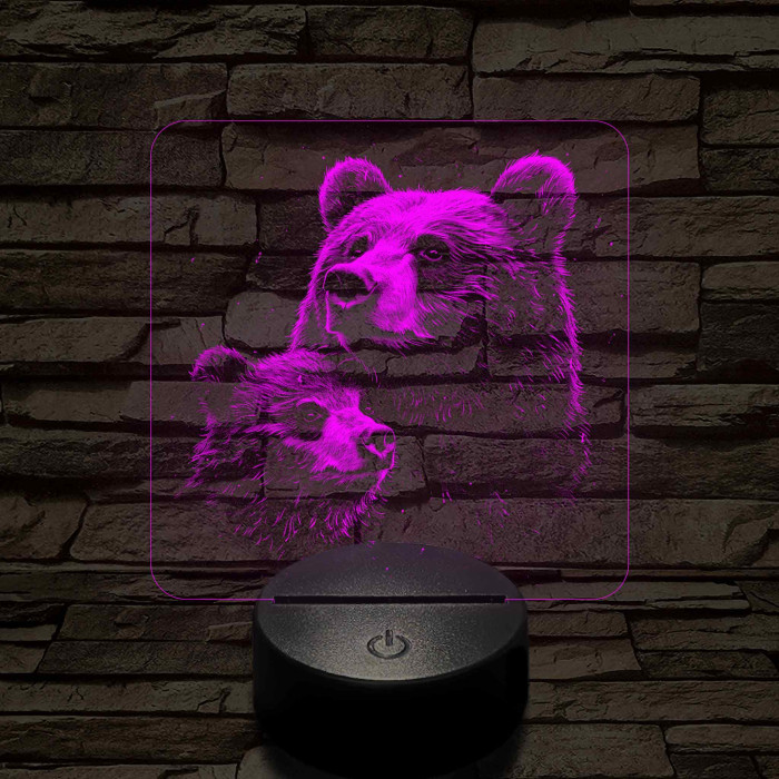 Medvebocs és medve mama 7 színű valósághű 3D led lámpa