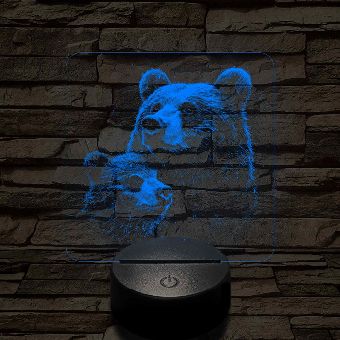 Medvebocs és medve mama 7 színű valósághű 3D led lámpa