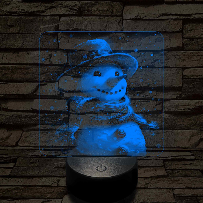 Cuki hóember 7 színű valósághű 3D led lámpa