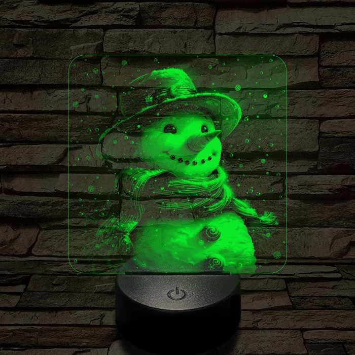 Cuki hóember 7 színű valósághű 3D led lámpa