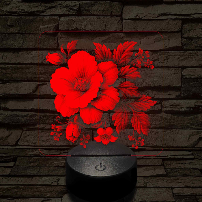 Virágok fénye 7 színű valósághű 3D led lámpa