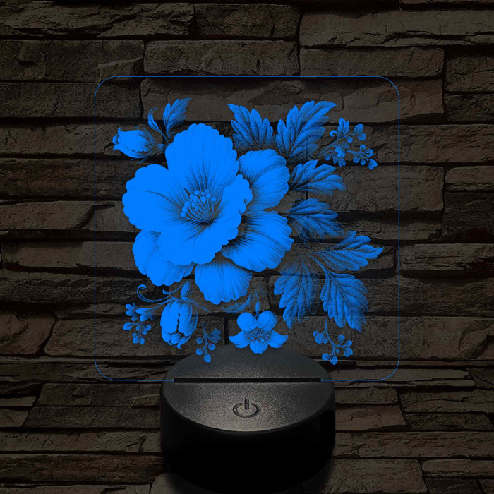 Virágok fénye 7 színű valósághű 3D led lámpa