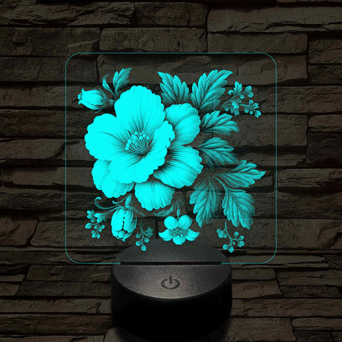 Virágok fénye 7 színű valósághű 3D led lámpa