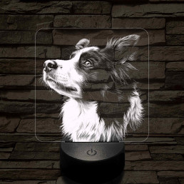 Border Collie portré 7 színű valósághű 3D led lámpa