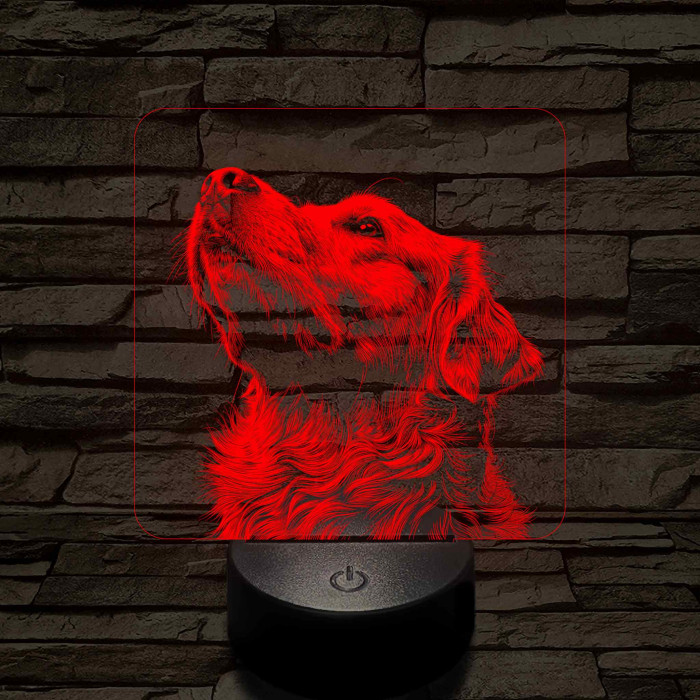 Golden Retriever portré 7 színű valósághű 3D led lámpa