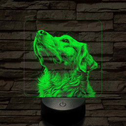 Golden Retriever portré 7 színű valósághű 3D led lámpa