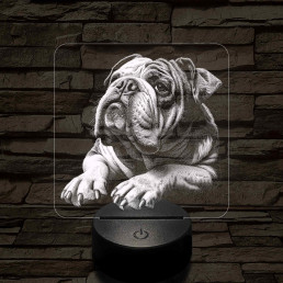 Angol Buldog portré 7 színű valósághű 3D led lámpa
