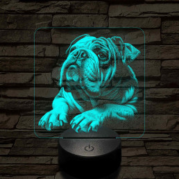 Angol Buldog portré 7 színű valósághű 3D led lámpa