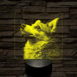 Welsh Corgi portré 7 színű valósághű 3D led lámpa