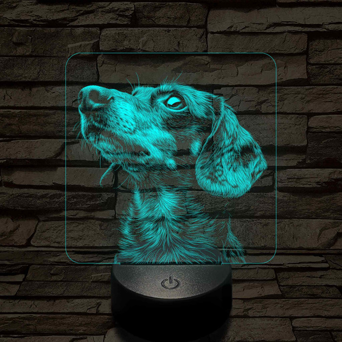 Rövid szőrű tacskó portré 7 színű valósághű 3D led lámpa