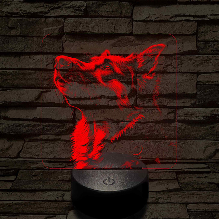 Német juhászkutya portré 7 színű valósághű 3D led lámpa