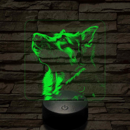 Német juhászkutya portré 7 színű valósághű 3D led lámpa