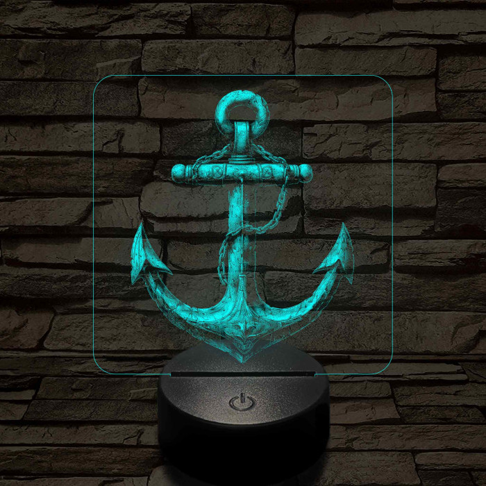 Acél horgony 7 színű valósághű 3D led lámpa