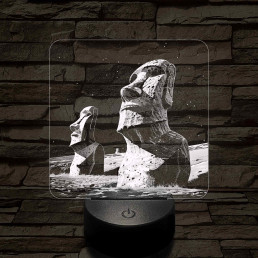 A Húsvét-sziget rejtélyes szobrai 7 színű valósághű 3D led lámpa