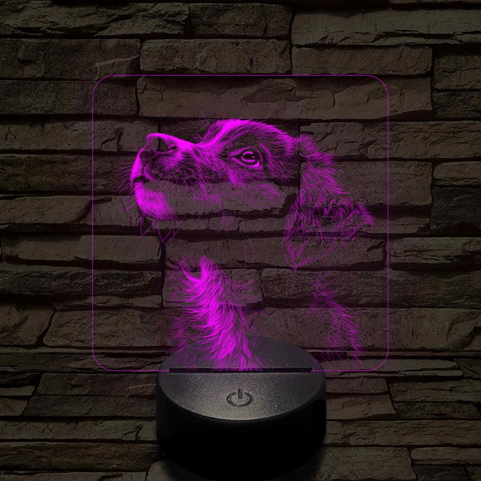 Simaszőrű retriever portré 7 színű valósághű 3D led lámpa