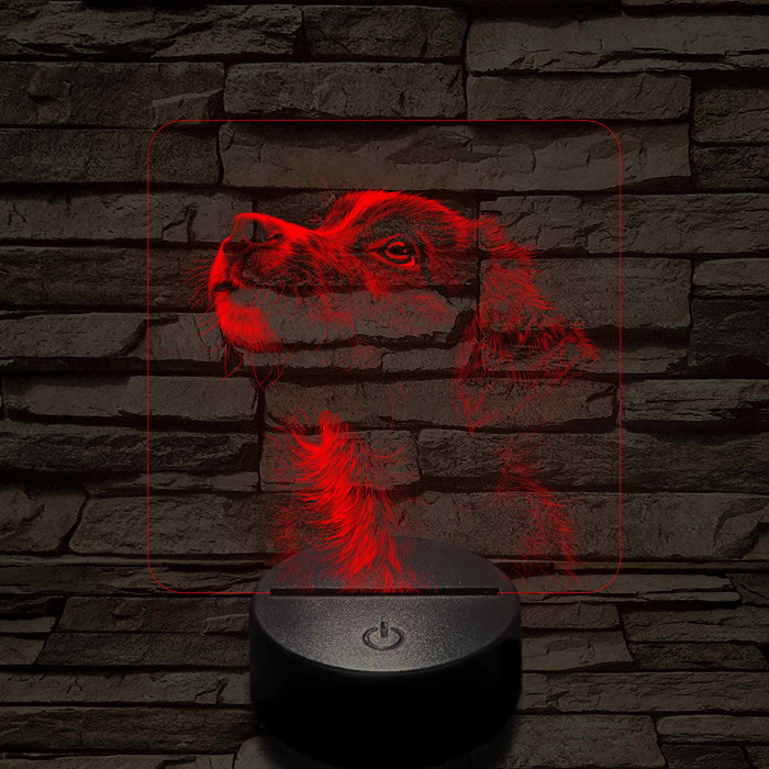 Simaszőrű retriever portré 7 színű valósághű 3D led lámpa