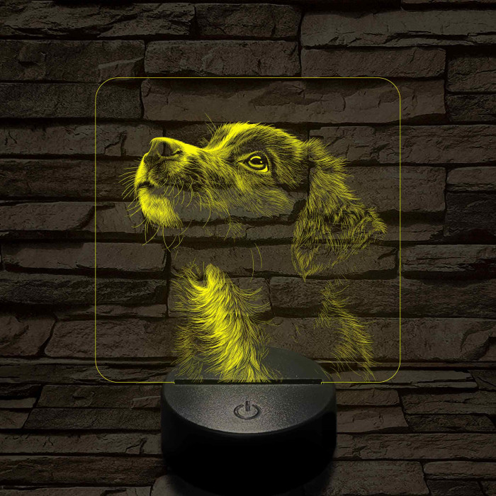 Simaszőrű retriever portré 7 színű valósághű 3D led lámpa