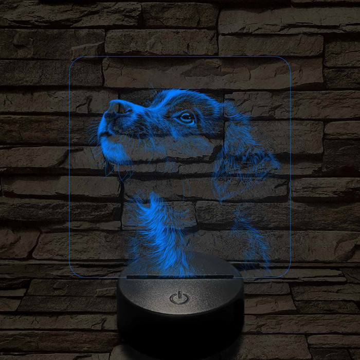 Simaszőrű retriever portré 7 színű valósághű 3D led lámpa