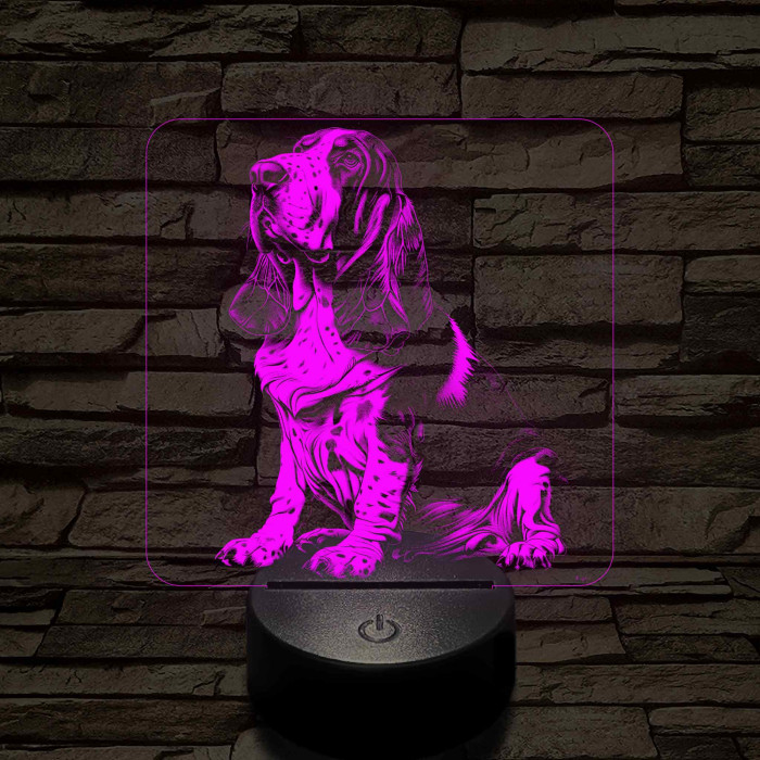 Basset Hound ül 7 színű valósághű 3D led lámpa