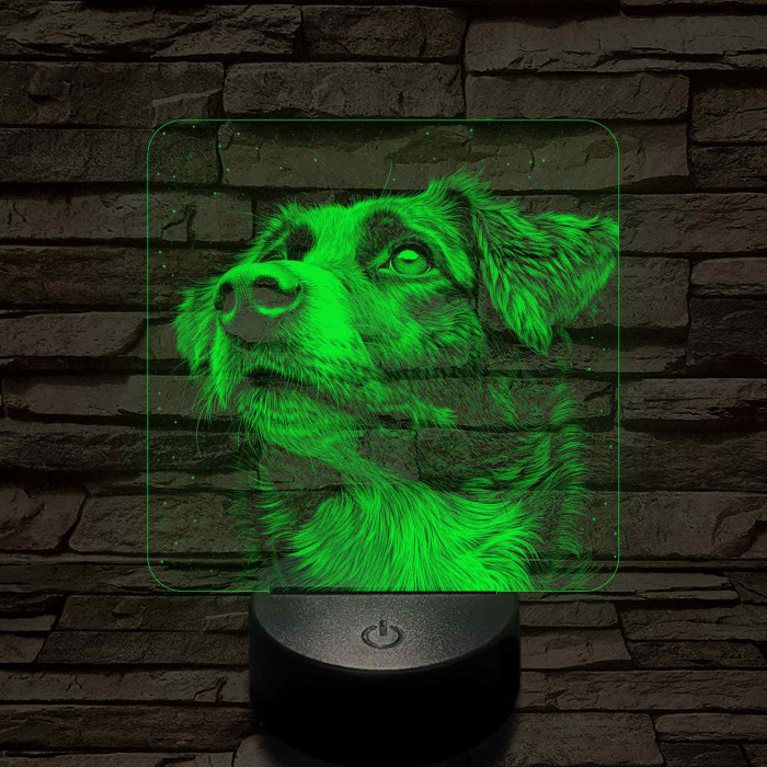 Ausztrál Juhászkutya portré 7 színű valósághű 3D led lámpa