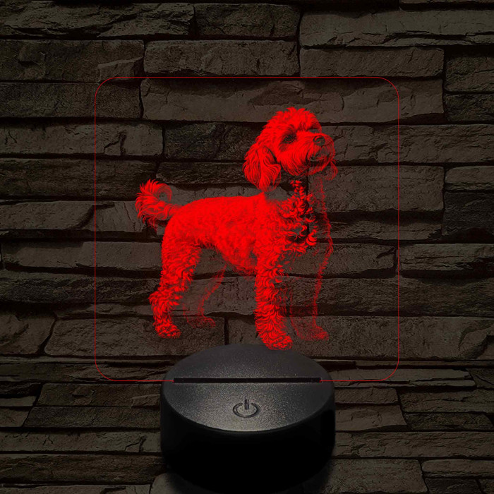 Miniatűr uszkár álló 7 színű valósághű 3D led lámpa