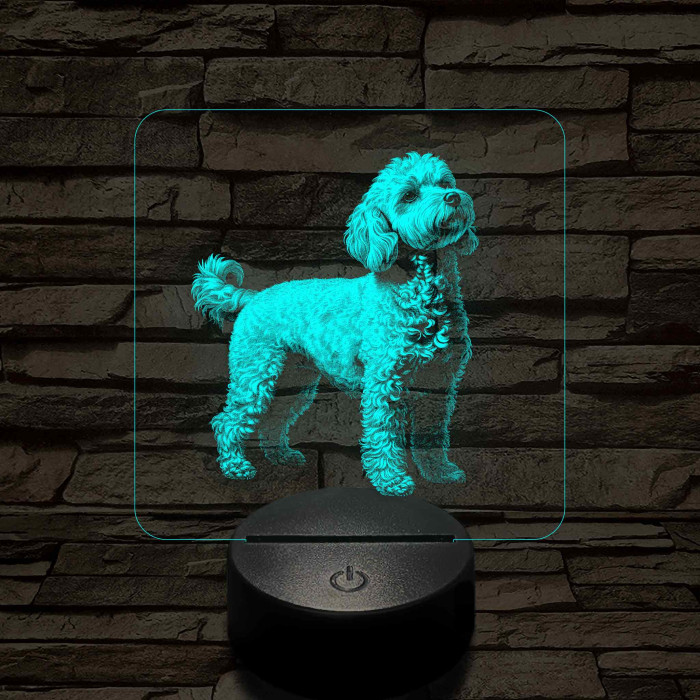 Miniatűr uszkár álló 7 színű valósághű 3D led lámpa