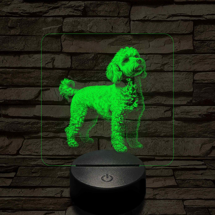 Miniatűr uszkár álló 7 színű valósághű 3D led lámpa