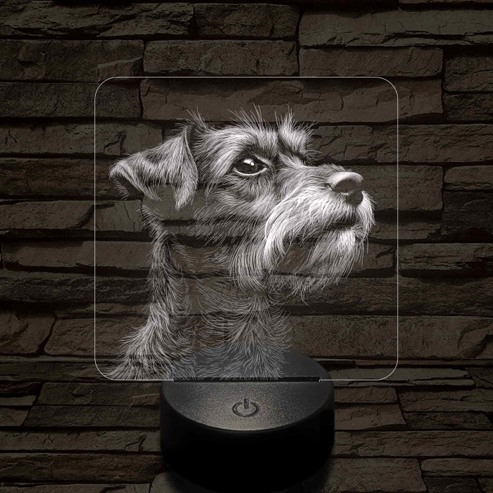 Törpe schnauzer portré 7 színű valósághű 3D led lámpa