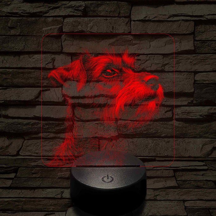 Törpe schnauzer portré 7 színű valósághű 3D led lámpa