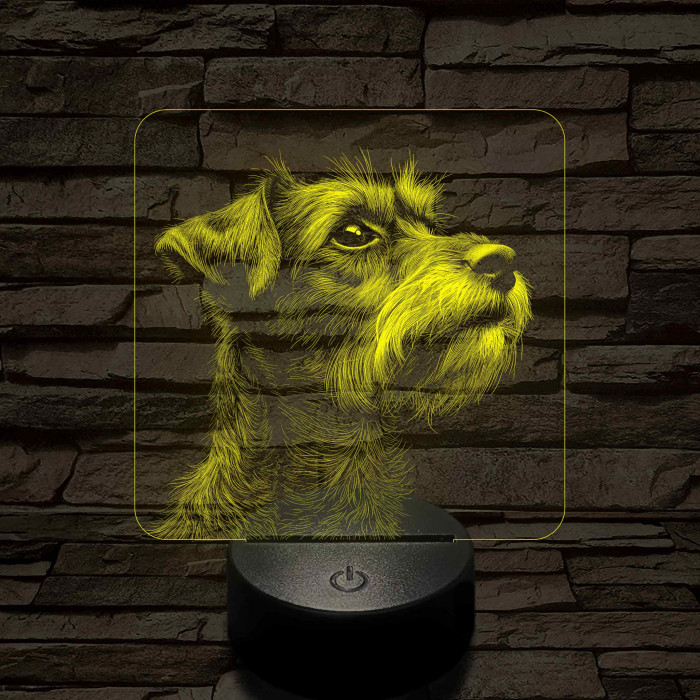 Törpe schnauzer portré 7 színű valósághű 3D led lámpa
