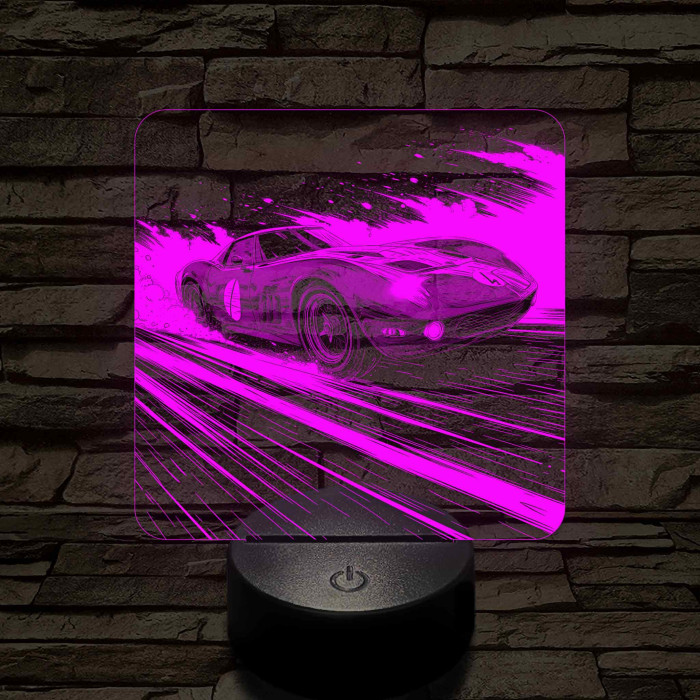 Chevrolet Corvette 1970 7 színű valósághű 3D led lámpa