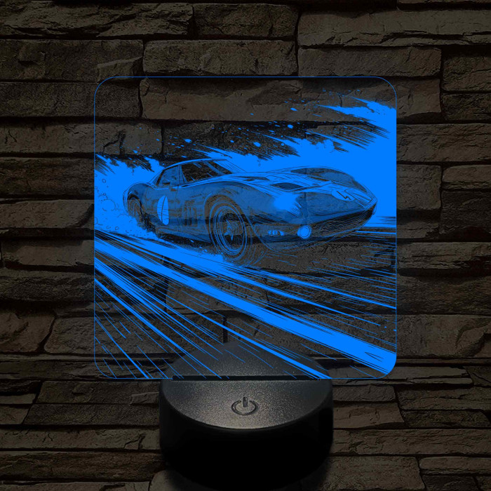 Chevrolet Corvette 1970 7 színű valósághű 3D led lámpa