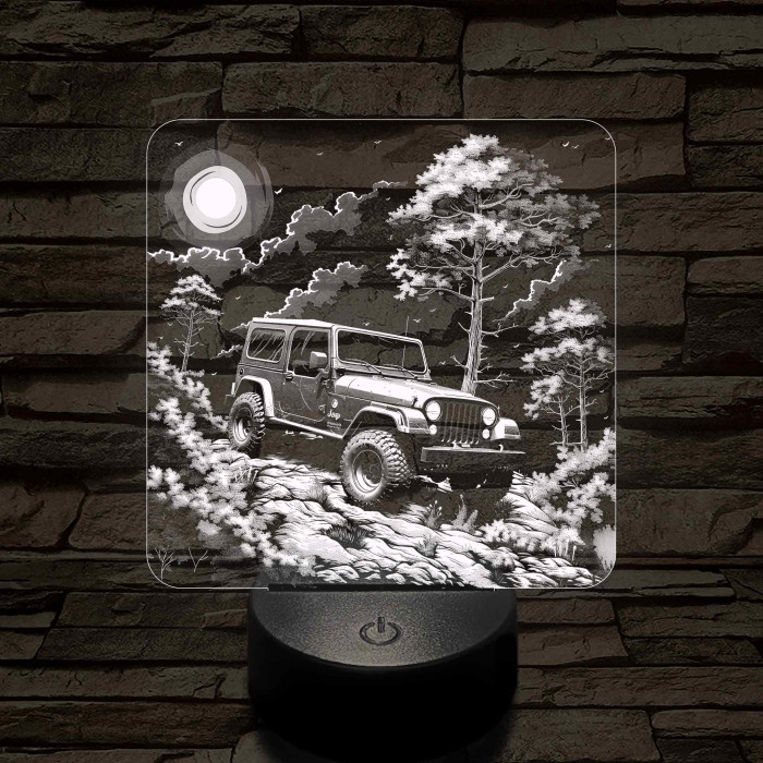 Jeep terepjáró 7 színű valósághű 3D led lámpa