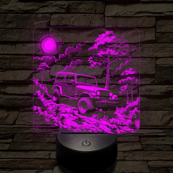 Jeep terepjáró 7 színű valósághű 3D led lámpa