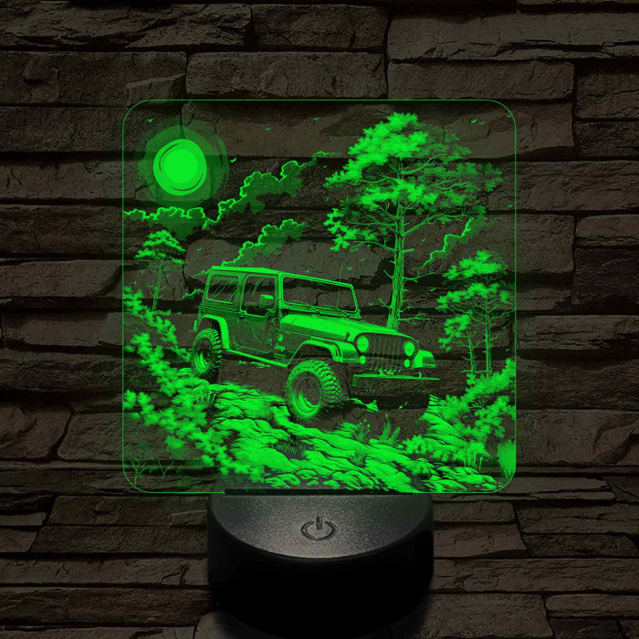 Jeep terepjáró 7 színű valósághű 3D led lámpa