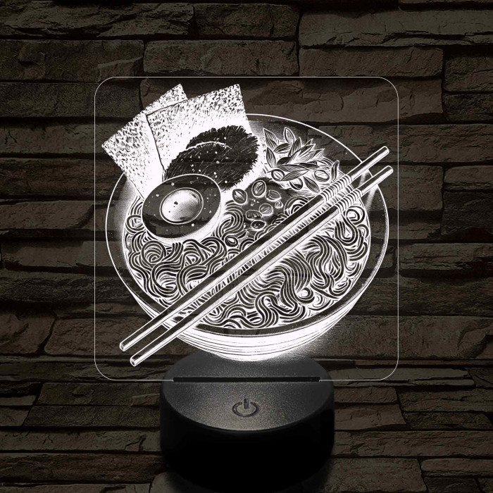 Noodle ramen leves 7 színű valósághű 3D led lámpa