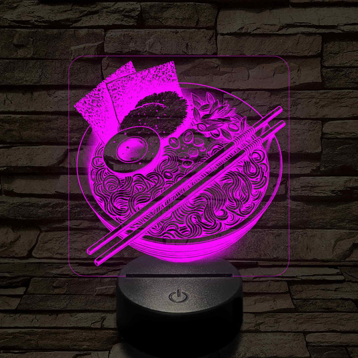 Noodle ramen leves 7 színű valósághű 3D led lámpa