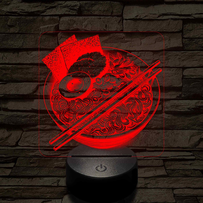 Noodle ramen leves 7 színű valósághű 3D led lámpa