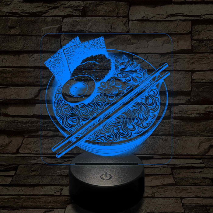 Noodle ramen leves 7 színű valósághű 3D led lámpa
