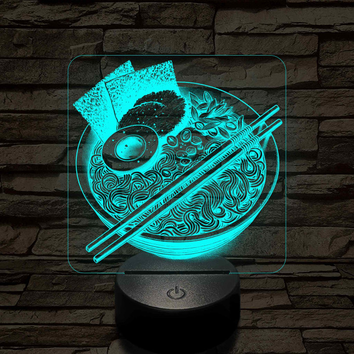 Noodle ramen leves 7 színű valósághű 3D led lámpa